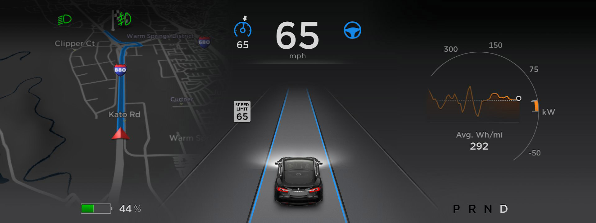 Tesla Model S autopilot graphics