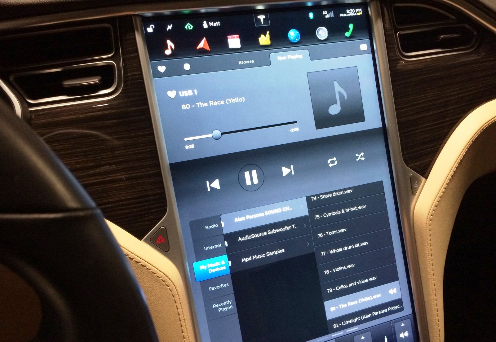 Tesla screen audio