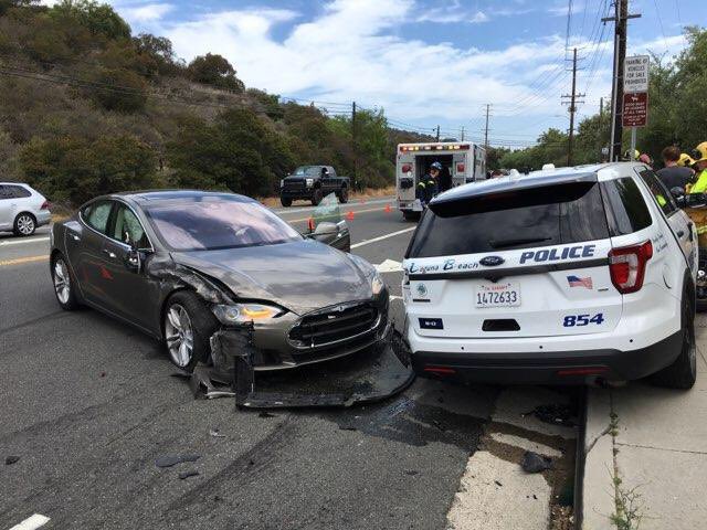 Tesla Model S police car accident